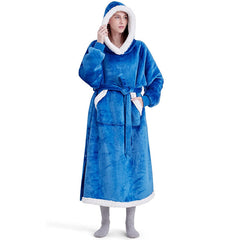 ZOLAA Luxury Oversized Flannel Wearable Hoodie Blanket with Lantern Sleeves