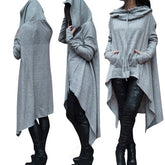 ZOLAA European and N Pure Color Long Hoodie