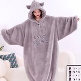 ZOLAA WASART Dual-Comfort Reversible Sherpa & Flannel Wearable Blanket Hoodie