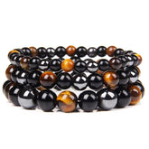 ZOLAA Natural Black Obsidian Hematite Tiger Eye Beads Bracelets