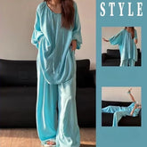 ZOLAA Women's Three-Quarters Sleeve Top And Pants Sleepwear
