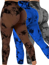 ZOLAA Tie Dye Seamless Elastic Tights Wide Waistband Sports Leggings