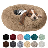 ZOLAA Round Cat Beds House Soft Long Plush Bed For Dogs