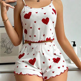 ZOLAA Ventilate Soft Casual Love Printing Sleepwear Set