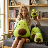 ZOLAA Kawaii Smiles Avocado Ultra-Soft Fruit Plush Cushion Pillow