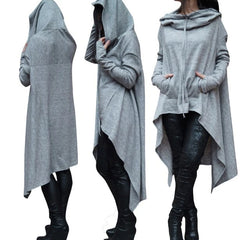 ZOLAA European and N Pure Color Long Hoodie