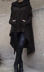 ZOLAA European and N Pure Color Long Hoodie