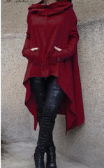 ZOLAA European and N Pure Color Long Hoodie