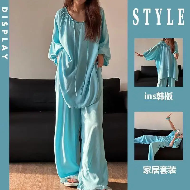 ZOLAA Women's Three-Quarters Sleeve Top And Pants Sleepwear