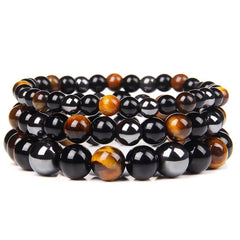 ZOLAA Natural Black Obsidian Hematite Tiger Eye Beads Bracelets