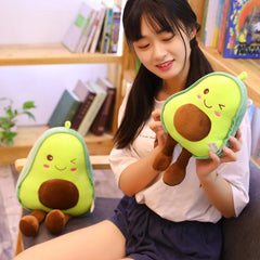 ZOLAA Kawaii Smiles Avocado Ultra-Soft Fruit Plush Cushion Pillow
