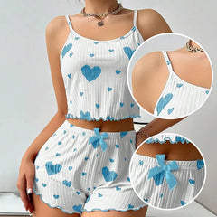 ZOLAA Ventilate Soft Casual Love Printing Sleepwear Set