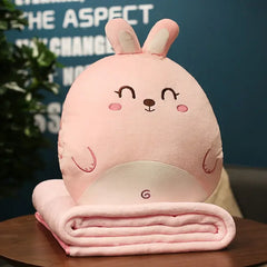 ZOLAA 3-in-1 Cartoon Animal Comfort Nest (Plush Pillow, Hand Warmer & Hidden Blanket)