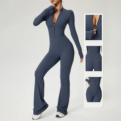 ZOLAA Long Sleeve Zipper High Strength Yoga Bodysuit
