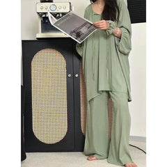 ZOLAA Women's Three-Quarters Sleeve Top And Pants Sleepwear