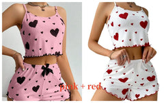 ZOLAA Ventilate Soft Casual Love Printing Sleepwear Set