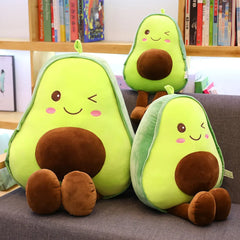 ZOLAA Kawaii Smiles Avocado Ultra-Soft Fruit Plush Cushion Pillow