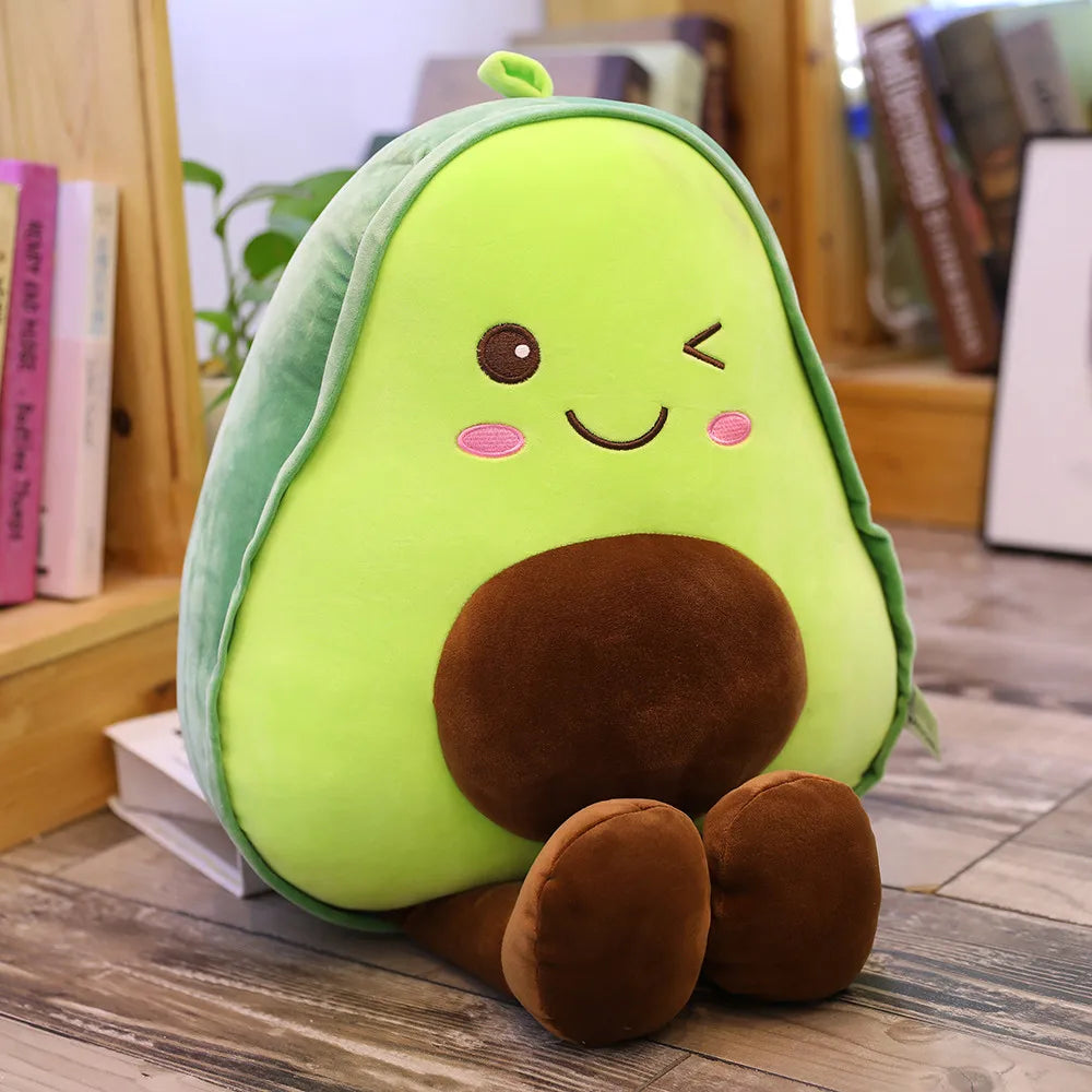 ZOLAA Kawaii Smiles Avocado Ultra-Soft Fruit Plush Cushion Pillow