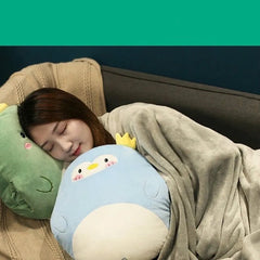 ZOLAA 3-in-1 Cartoon Animal Comfort Nest (Plush Pillow, Hand Warmer & Hidden Blanket)
