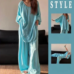 ZOLAA Women's Three-Quarters Sleeve Top And Pants Sleepwear