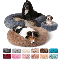 ZOLAA Round Cat Beds House Soft Long Plush Bed For Dogs