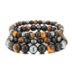 ZOLAA Natural Black Obsidian Hematite Tiger Eye Beads Bracelets
