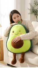 ZOLAA Kawaii Smiles Avocado Ultra-Soft Fruit Plush Cushion Pillow